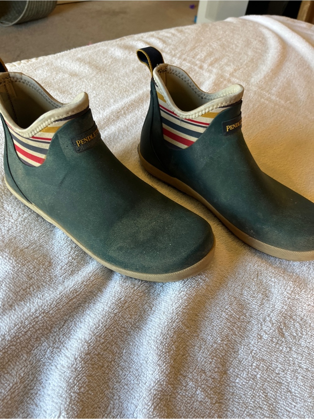 Pendleton National Park Stripe Neo Chelsea Rain Boots 8 Green
